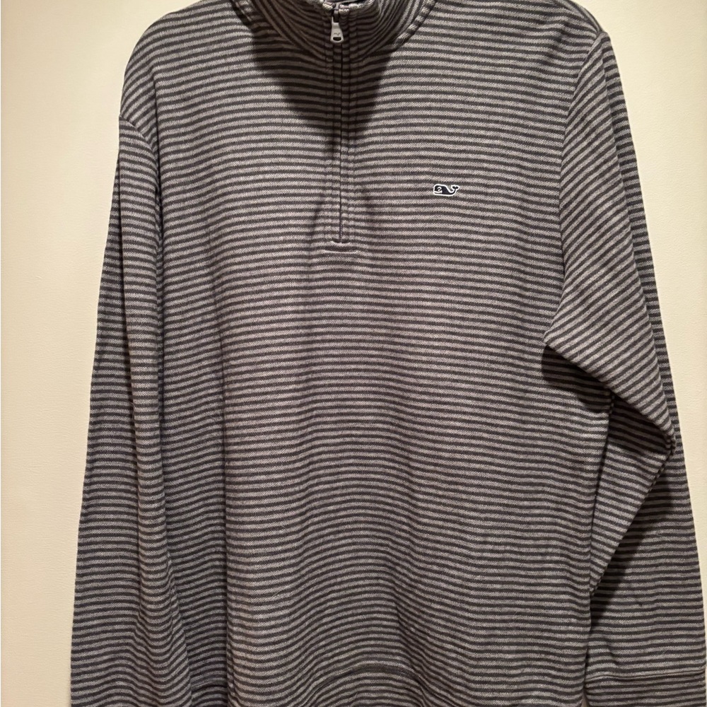 Striped Gray Men's 3/4 zip shirt